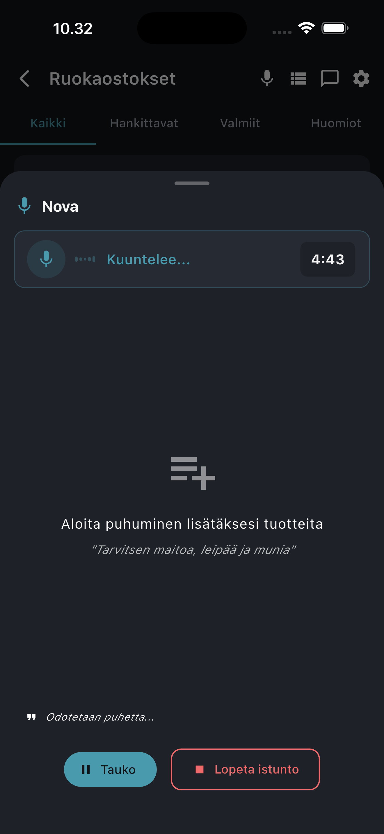 Puheentunnistus UI